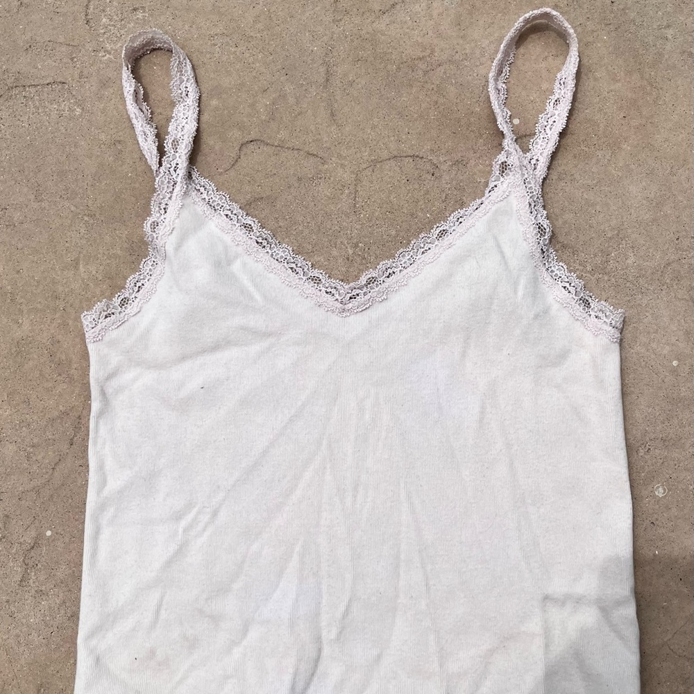White Lace Trim Cami Top